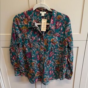Sundance Teal and Magenta Floral Blouse